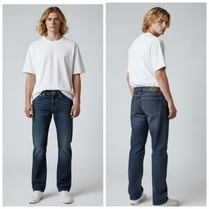 Men's Dark Blue Straight-Leg Jeans